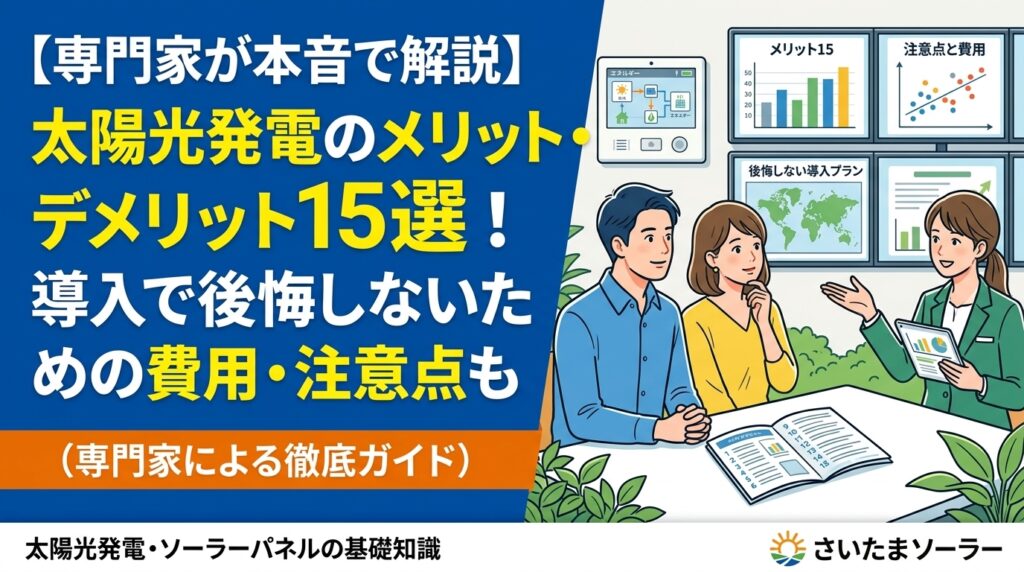 【専門家が本音で解説】太陽光発電のメリット・デメリット15選！導入で後悔しないための費用・注意点も