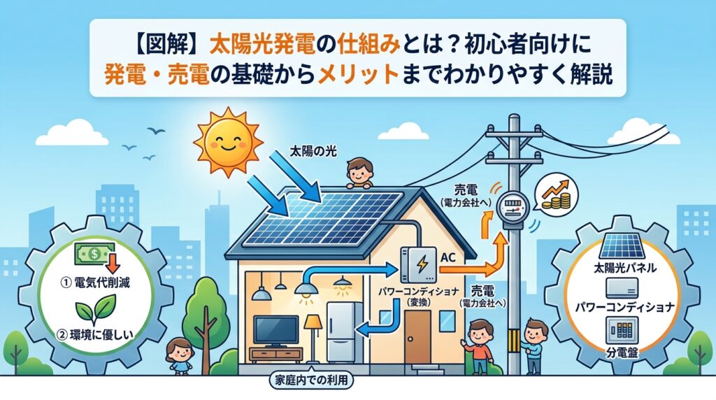 【図解】太陽光発電の仕組みとは？初心者向けに発電・売電の基礎からメリットまでわかりやすく解説