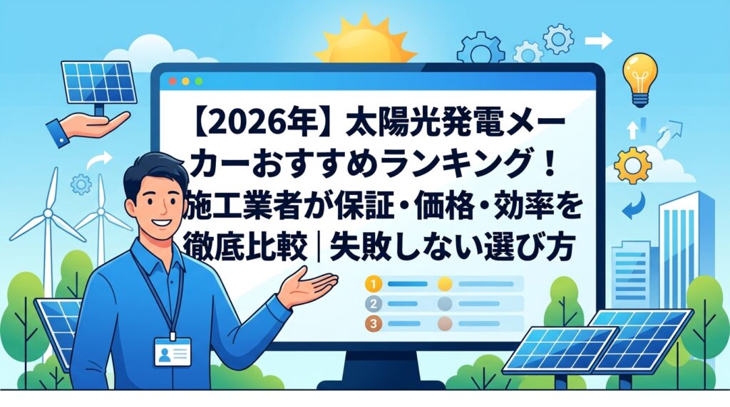 【2026年】太陽光発電メーカーおすすめランキング！施工業者が保証・価格・効率を徹底比較｜失敗しない選び方